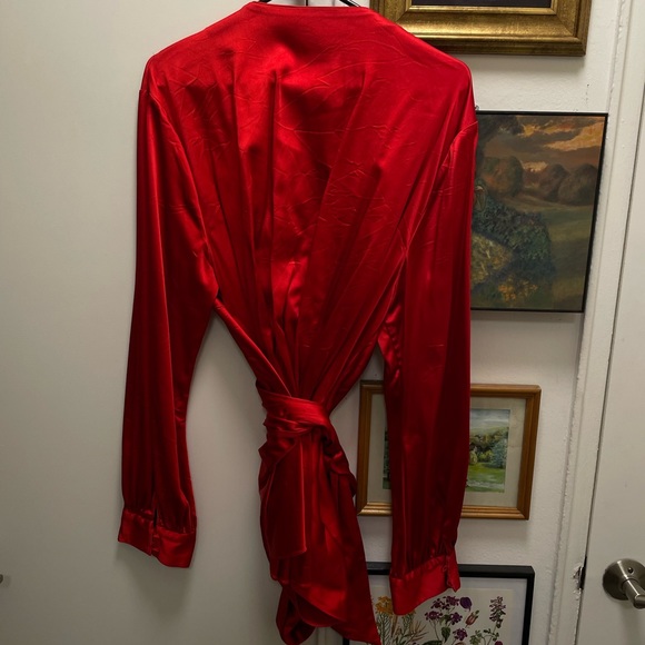 Jonathan Simkhai Satin Wrap Blouse - Picture 3 of 6